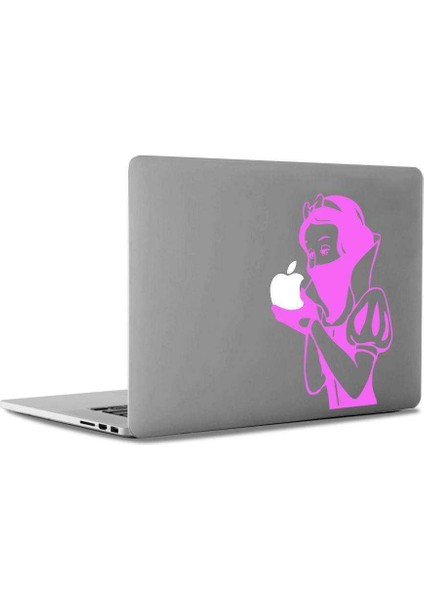 Maskeli Pamuk Prenses Mac Book Laptop Sticker, Etiket, Çıkartma Pembe