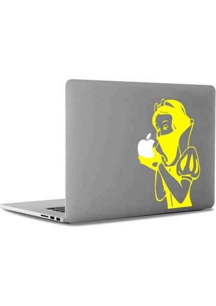Maskeli Pamuk Prenses Mac Book Laptop Sticker, Etiket, Çıkartma Sarı