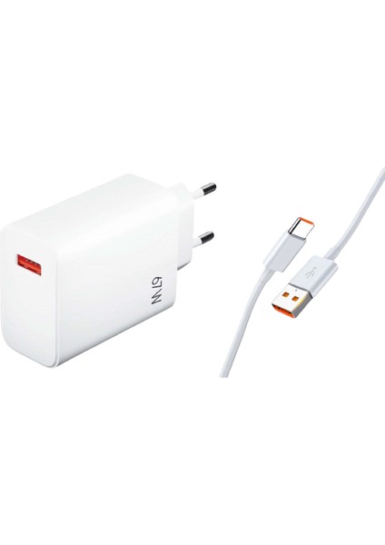 PTX67 67W Quick Charge 4.0 Şarj Başlık Type-C 6A Data & Şarj Kablosu