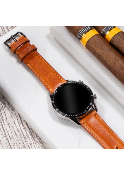Huawei Watch Gt Gt2 E Gt2e Gt2pro Gt3 Pro Gt3pro Huawei Watch 4 Pro Ultimate Deri Kordon Kayış 46mm 22mm Taba