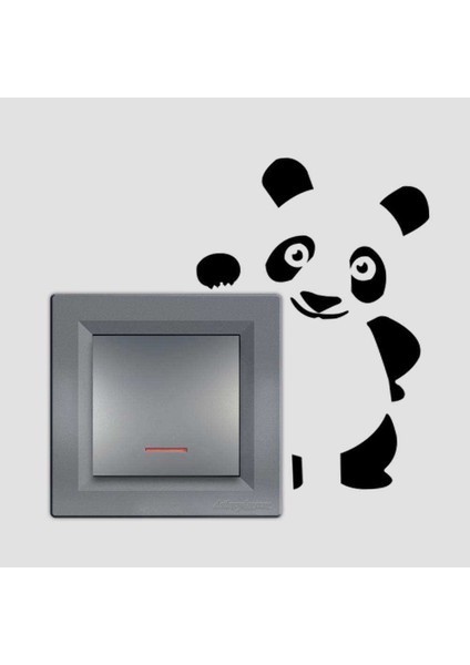 Havalı Panda Tasarım Priz Sticker Duvar Dekorasyon Çıkartma