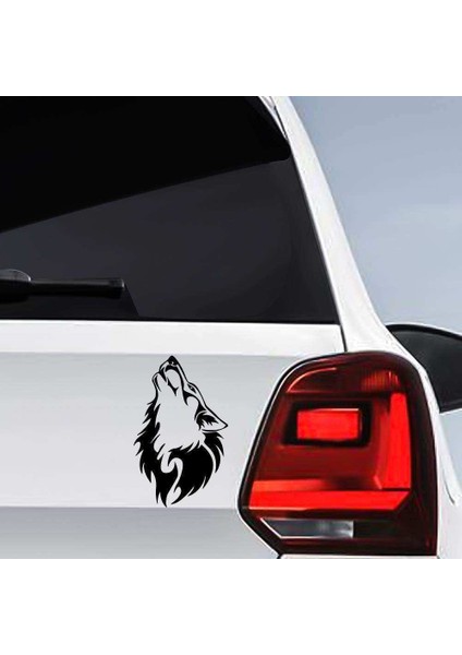 Uluyan Kurt Siluet Oto Sticker -Araba Etiket, Araç Aksesuar, Sport, Modifiye