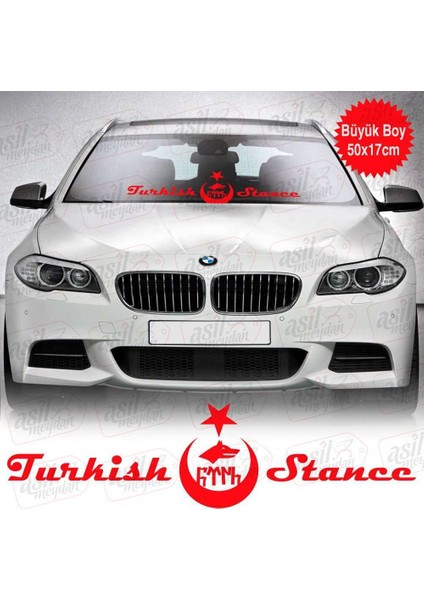 Turkish Stance Göktürkçe Kurt Türk Ay Yıldız Kırmızı Sticker, Oto Etiket, Tuning, Modifiye, Arma,