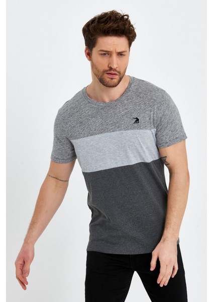 Bisiklet Yaka Kısa Kollu Desenli Penye Erkek Tshirt