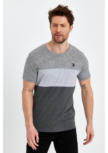Bisiklet Yaka Kısa Kollu Desenli Penye Erkek Tshirt