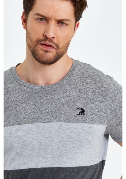Bisiklet Yaka Kısa Kollu Desenli Penye Erkek Tshirt