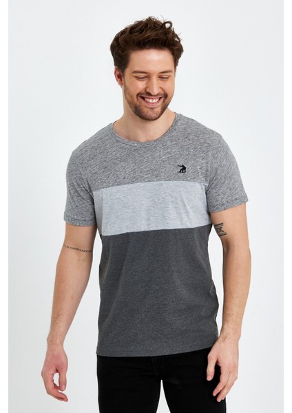 Bisiklet Yaka Kısa Kollu Desenli Penye Erkek Tshirt