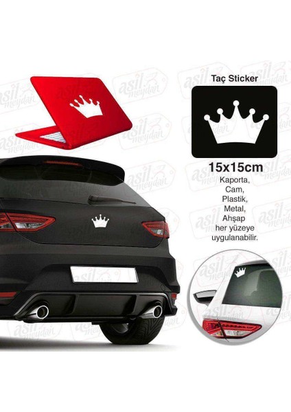 Kral Tacı Taç Beyaz Sticker - Araç Oto Araba Etiket, Arma, Aksesuar, Modifiye, Tuning