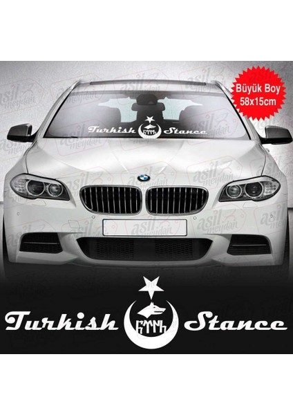 Turkish Stance Göktürkçe Kurt Türk Ay Yıldız Beyaz Sticker, Oto Etiket, Tuning, Modifiye, Arma,