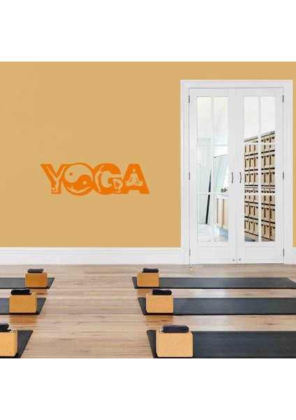 Meditasyon Yin Yang Yoga Silüeti Duvar Sticker, Çıkartma Turuncu