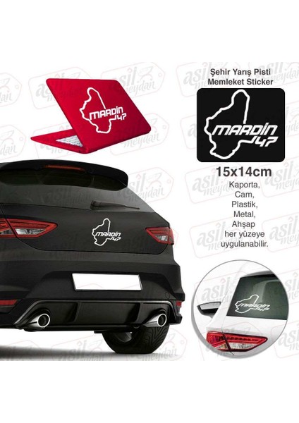 Mardin Ili 47 Plaka Kodu Harita Memleket Kırmızı Yarış Pisti Sticker - Oto Araba Etiket, Aksesuar