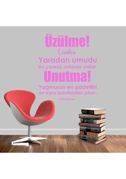 Mevlana Sözleri - Tasavvuf - Motto Duvar Sticker, Etiket, Duvar Yazıları, Sözler Pembe