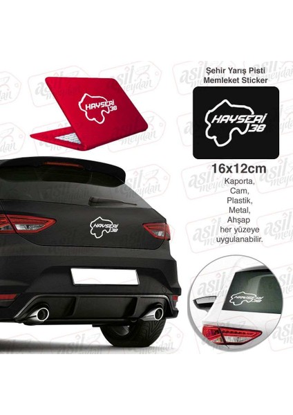 Kayseri Ili 38 Plaka Kodu Memleket Beyaz Yarış Pisti Sticker - Oto Araba Etiket, Aksesuar Modifiye