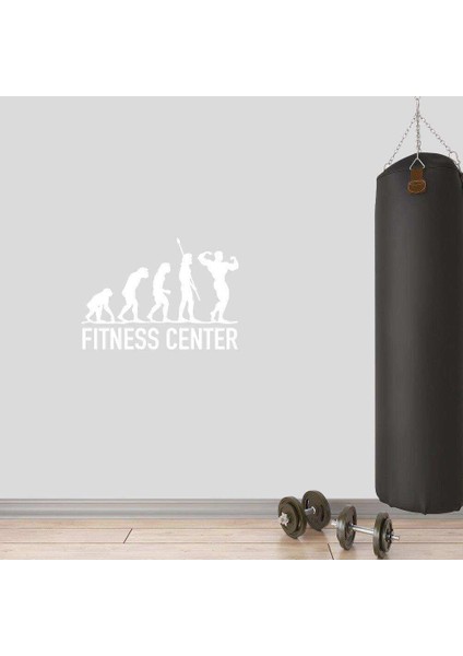 Spor Evrimi, Spor Salonu Özel Isim Dekoratif Duvar Sticker, Çıkartma, Etiket Beyaz