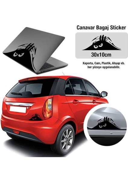 Monster Bagajdan Çıkan Canavar Sticker - Araç Oto Araba Etiket, Çıkartma - Aksesuar -Modifiye -Arma
