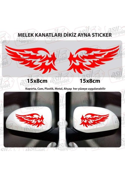 Melek Kanatları Dikiz Ayna Kırmızı Sticker, Araba, Oto, Etiket, Tuning, Aksesuar, Modifiye, Arma,