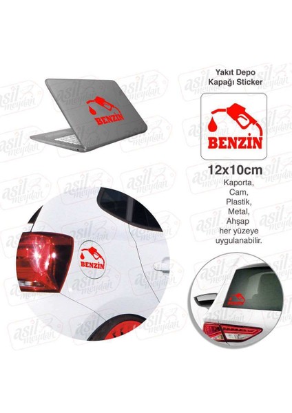 Benzin Yazısı Yakıt Depo Kapağı Kırmızı Kapak Sticker, Araba, Oto Etiket, Aksesuar, Tuning, Modifiye