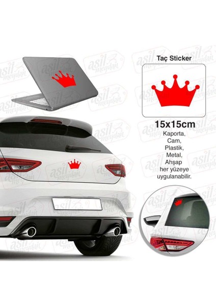Kral Tacı Taç Kırmızı Sticker - Araç Oto Araba Etiket, Arma, Aksesuar, Modifiye, Tuning