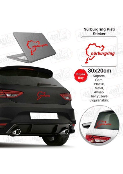 Nürburgring Yarış Pisti Kırmızı Sticker - Araç Oto Araba Etiket, Arma, Aksesuar, Modifiye, Tuning