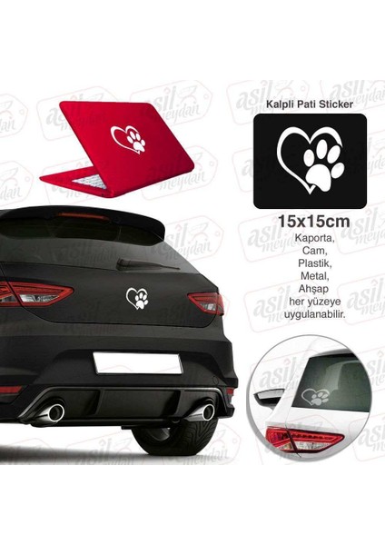 Kalpli Pati Hayvan Sevgisi, Doğa Dostu Beyaz Oto Sticker -Araba Etiket, Araç Aksesuar, Modifiye