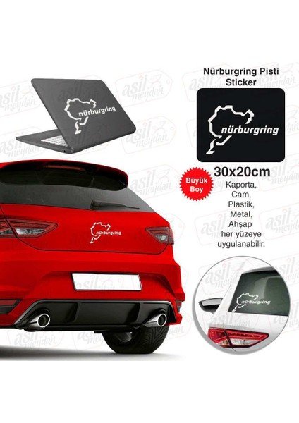 Nürburgring Yarış Pisti Beyaz Sticker - Araç Oto Araba Etiket, Arma, Aksesuar, Modifiye, Tuning