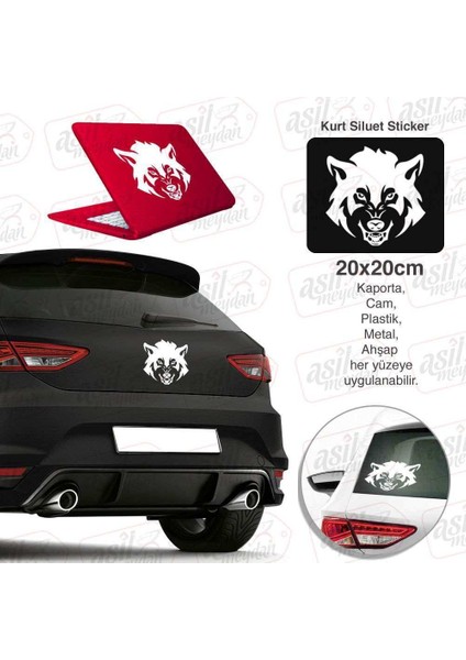 Kurt Siluet Beyaz Renk Oto Sticker -Araba Etiket, Araç Aksesuar, Sport, Modifiye