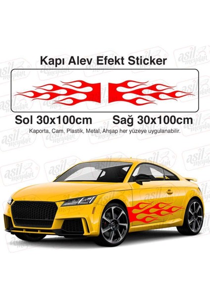 2 Adet Çamurluk Kapı Alev Efekt Kırmızı Oto Sticker Araba, Etiket, Çıkartma, Modifiye, Tuning