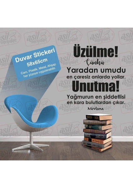Mevlana Sözleri - Tasavvuf - Motto Duvar Sticker, Etiket, Duvar Yazıları, Sözler Sarı
