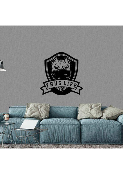 Thug Life Pitbull Siluet Arma Büyük Boy Dekoratif Duvar Sticker, Çıkartma, Etiket Yeşil