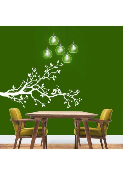 Sevgi Dolu, Mutlu Kuş Çifti Dekoratif Duvar Sticker, Çıkartma, Etiket Mavi