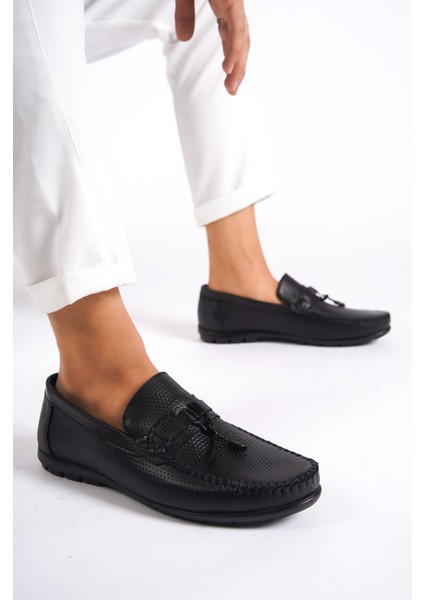 Hakiki Deri SRG222S İç Dış Zımba Detaylı Püsküllü Erkek Loafer fiyatları
