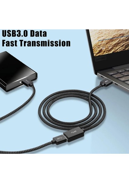 Rope 5gbps Hızlı Veri Aktarımı USB 3.0 Erkek Dişi Uzatma Kablosu Halat Örgülü 3 Metre