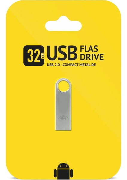 32 GB USB 2.0 Metal USB Flash Bellek Veri Dosya Aktarımı Yüksek Kapasiteli ve Hızlı Depolama