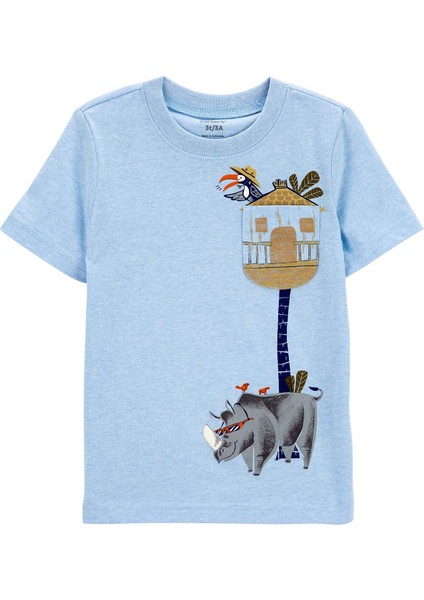 Küçük Erkek Çocuk Kısa Kollu Tshirt Mavi