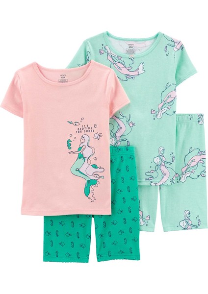 Kız Çocuk Pijama Set 4'lü Paket