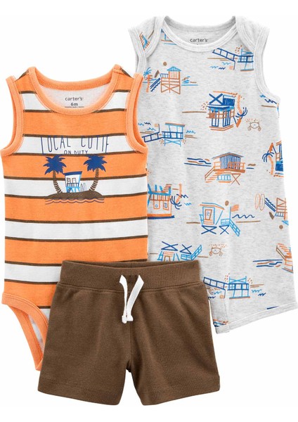 Erkek Bebek Tulum Set 3'lü Paket