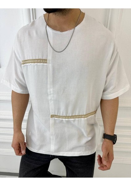 T-Shirt Nefes Alabilen Terletmez Oversize Salaş Keten Tişört