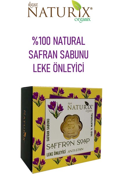 Natural Safran Çiçeği Sabun Leke Önleyici Onarıcı 100 Doğal Nem Ve Bakım Sabunu Saffron Soap 125 Gr