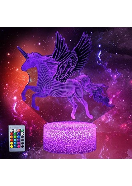 3D Unicorn Gece Lambası LED Unicorn Lamba 16 Renk Ebeveyn (Yurt Dışından)