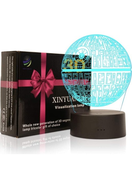 3D Illusion Gece Işığı Masa Lambası, 7 Renk Otomatik G Ölüm Yıldızı (Yurt Dışından)