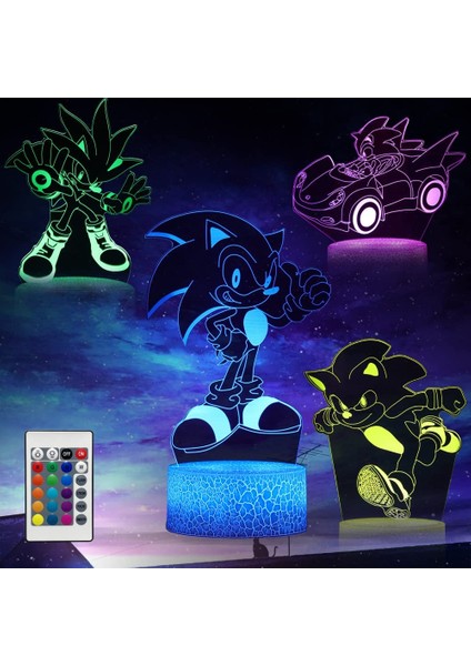 3D Anime Gece Lambası -Led Illüzyon Lambası 4 Desen Ebeveyn (Yurt Dışından)