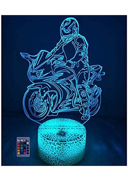 3D Motosiklet Dublör Gece Işığı Lambası USB ile Çalışan Ebeveyn (Yurt Dışından)