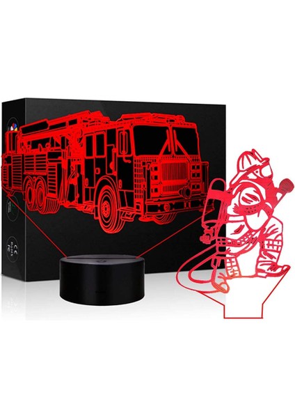 3D Lamba LED Itfaiye Aracı Gece Lambaları Veya Itfaiyeciler Shap Ebeveyn (Yurt Dışından)