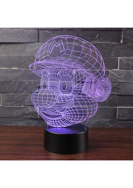 3D Illüzyon LED Gece Lambası Masa Masa Lambası Mario (Yurt Dışından)