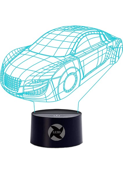 3D Optik Illüzyon Gece Lambası - 7 LED Renkli Chan Spor Araba (Yurt Dışından)