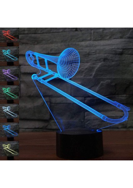 3D LED Banjo Optik Illüzyon Sensörü Gece Li Trombon (Yurt Dışından)