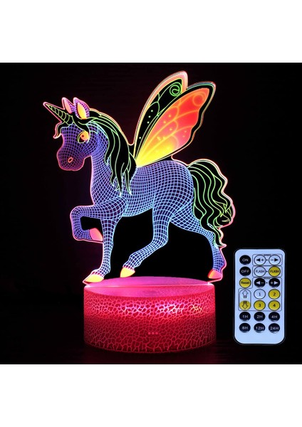 3D Illüzyon Yunus Delphinus Aile Gecesi Wings Tek Boynuzlu At (Yurt Dışından)