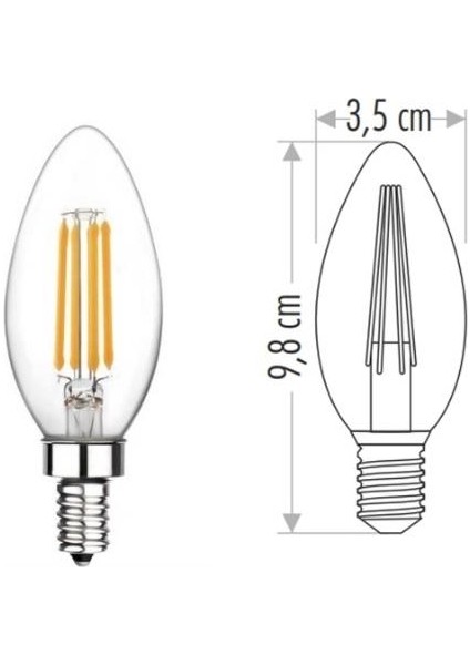 4W LED Filament Buji Ampül Günışığı