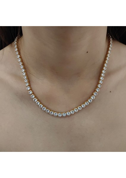 Gold Su Yolu Taşlı Kadın Kolye Zincir EK18SR-5