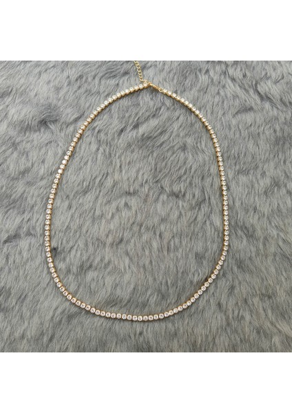 Gold Kap. 3mm. Su Yolu Taşlı Kadın Kolye Zincir EK18SR-3 fiyatları